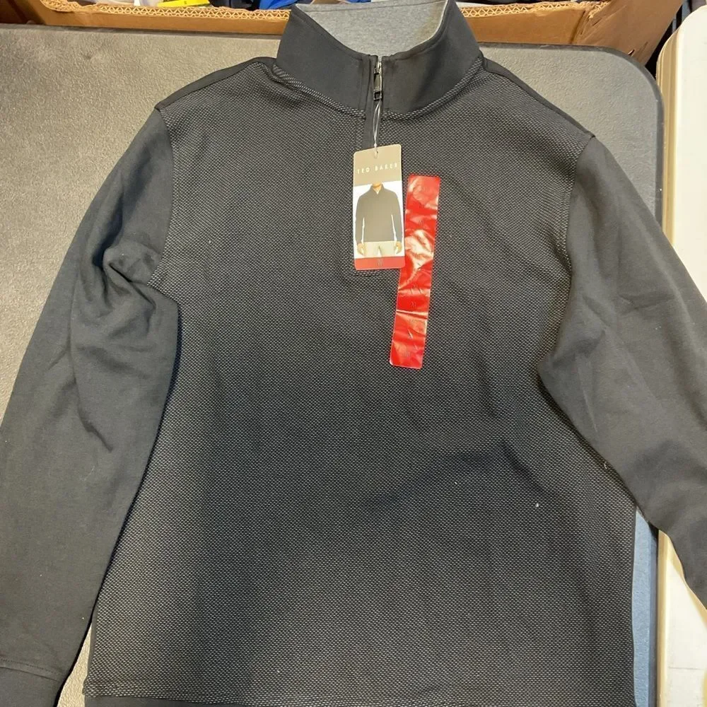 Ted Baker Black 1/4 Zip-Up Sweater